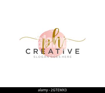PH Feminine logo beauty monogram and elegant logo design, handwriting logo of initial signature, wedding, fashion, floral and botanical with creative Stock Vector