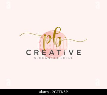 PB Feminine logo beauty monogram and elegant logo design, handwriting logo of initial signature, wedding, fashion, floral and botanical with creative Stock Vector