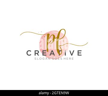 PF Feminine logo beauty monogram and elegant logo design, handwriting logo of initial signature, wedding, fashion, floral and botanical with creative Stock Vector