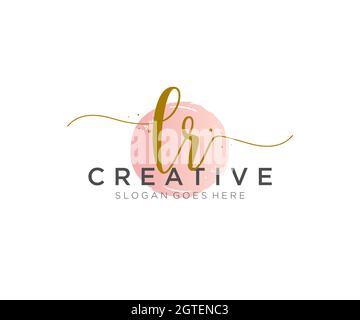 LR Feminine logo beauty monogram and elegant logo design, handwriting logo of initial signature, wedding, fashion, floral and botanical with creative Stock Vector
