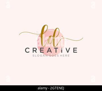 LD Feminine logo beauty monogram and elegant logo design, handwriting logo of initial signature, wedding, fashion, floral and botanical with creative Stock Vector