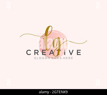 LG Feminine logo beauty monogram and elegant logo design, handwriting logo of initial signature, wedding, fashion, floral and botanical with creative Stock Vector