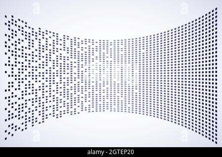 Curved digital data volume. Visualization process of collecting information Stock Vector