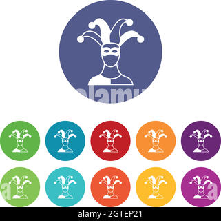 Jester set icons Stock Vector