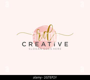 RD Feminine logo beauty monogram and elegant logo design, handwriting logo of initial signature, wedding, fashion, floral and botanical with creative Stock Vector