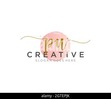PU Feminine logo beauty monogram and elegant logo design, handwriting logo of initial signature, wedding, fashion, floral and botanical with creative Stock Vector