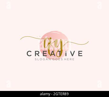QY Feminine logo beauty monogram and elegant logo design, handwriting logo of initial signature, wedding, fashion, floral and botanical with creative Stock Vector