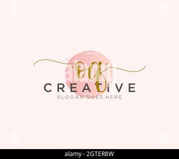 OQ Feminine logo beauty monogram and elegant logo design, handwriting logo of initial signature, wedding, fashion, floral and botanical with creative Stock Vector