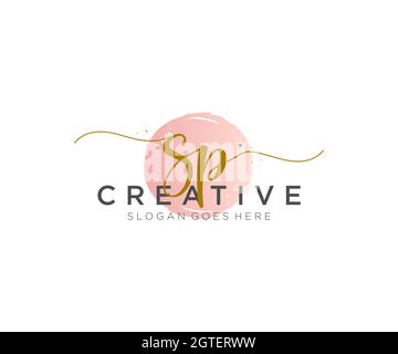 SP Feminine logo beauty monogram and elegant logo design, handwriting logo of initial signature, wedding, fashion, floral and botanical with creative Stock Vector