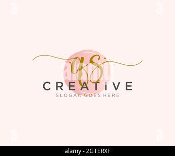 QS Feminine logo beauty monogram and elegant logo design, handwriting logo of initial signature, wedding, fashion, floral and botanical with creative Stock Vector