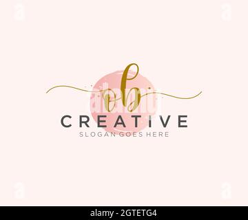 OB Feminine logo beauty monogram and elegant logo design, handwriting logo of initial signature, wedding, fashion, floral and botanical with creative Stock Vector