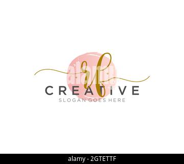 RF Feminine logo beauty monogram and elegant logo design, handwriting logo of initial signature, wedding, fashion, floral and botanical with creative Stock Vector