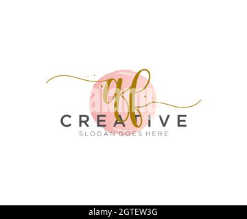 QF Feminine logo beauty monogram and elegant logo design, handwriting logo of initial signature, wedding, fashion, floral and botanical with creative Stock Vector