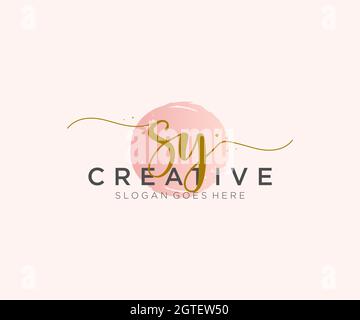 SY Feminine logo beauty monogram and elegant logo design, handwriting logo of initial signature, wedding, fashion, floral and botanical with creative Stock Vector