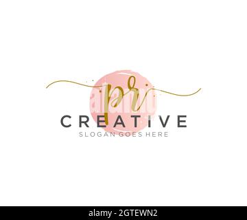PR Feminine logo beauty monogram and elegant logo design, handwriting logo of initial signature, wedding, fashion, floral and botanical with creative Stock Vector