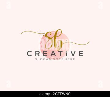 SB Feminine logo beauty monogram and elegant logo design, handwriting logo of initial signature, wedding, fashion, floral and botanical with creative Stock Vector