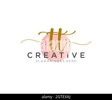 TT Feminine logo beauty monogram and elegant logo design, handwriting logo of initial signature, wedding, fashion, floral and botanical with creative Stock Vector