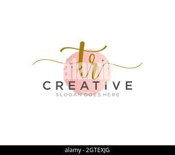 TR Feminine logo beauty monogram and elegant logo design, handwriting logo of initial signature, wedding, fashion, floral and botanical with creative Stock Vector