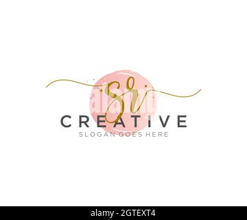 SR Feminine logo beauty monogram and elegant logo design, handwriting logo of initial signature, wedding, fashion, floral and botanical with creative Stock Vector