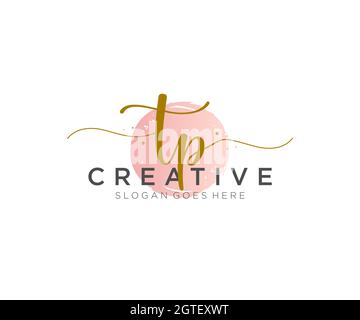 TP Feminine logo beauty monogram and elegant logo design, handwriting logo of initial signature, wedding, fashion, floral and botanical with creative Stock Vector