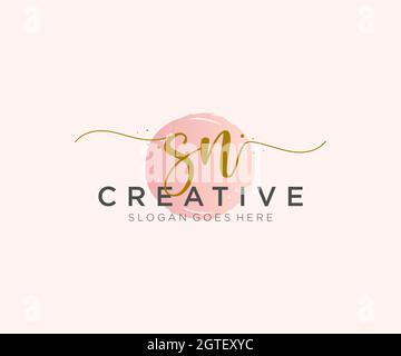 SN Feminine logo beauty monogram and elegant logo design, handwriting logo of initial signature, wedding, fashion, floral and botanical with creative Stock Vector