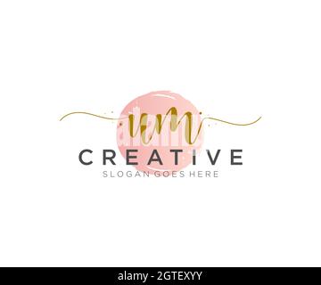 UM Feminine logo beauty monogram and elegant logo design, handwriting logo of initial signature, wedding, fashion, floral and botanical with creative Stock Vector