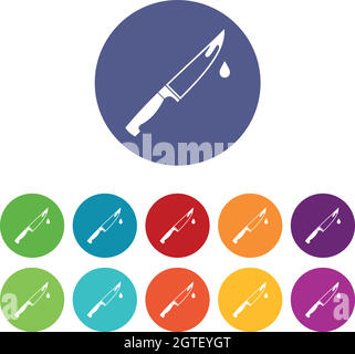 Steel knife set icons Stock Vector