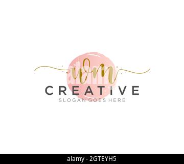WM Feminine logo beauty monogram and elegant logo design, handwriting logo of initial signature, wedding, fashion, floral and botanical with creative Stock Vector
