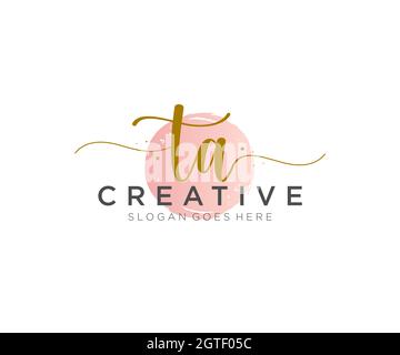 TA Feminine logo beauty monogram and elegant logo design, handwriting logo of initial signature, wedding, fashion, floral and botanical with creative Stock Vector