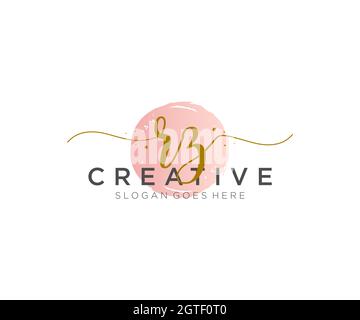 RZ Feminine logo beauty monogram and elegant logo design, handwriting logo of initial signature, wedding, fashion, floral and botanical with creative Stock Vector