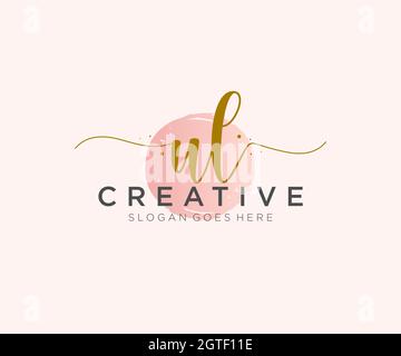 UL Feminine logo beauty monogram and elegant logo design, handwriting logo of initial signature, wedding, fashion, floral and botanical with creative Stock Vector