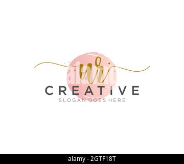 UR Feminine logo beauty monogram and elegant logo design, handwriting logo of initial signature, wedding, fashion, floral and botanical with creative Stock Vector