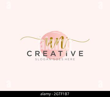 UN Feminine logo beauty monogram and elegant logo design, handwriting logo of initial signature, wedding, fashion, floral and botanical with creative Stock Vector