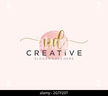 UD Feminine logo beauty monogram and elegant logo design, handwriting logo of initial signature, wedding, fashion, floral and botanical with creative Stock Vector