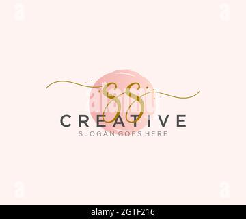 SS Feminine logo beauty monogram and elegant logo design, handwriting logo of initial signature, wedding, fashion, floral and botanical with creative Stock Vector