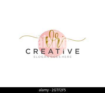 VR Feminine logo beauty monogram and elegant logo design, handwriting logo of initial signature, wedding, fashion, floral and botanical with creative Stock Vector