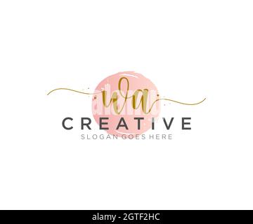 WA Feminine logo beauty monogram and elegant logo design, handwriting logo of initial signature, wedding, fashion, floral and botanical with creative Stock Vector