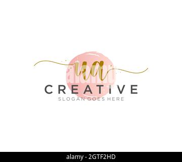UA Feminine logo beauty monogram and elegant logo design, handwriting logo of initial signature, wedding, fashion, floral and botanical with creative Stock Vector