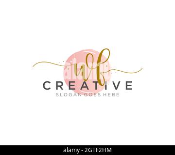 WF Feminine logo beauty monogram and elegant logo design, handwriting logo of initial signature, wedding, fashion, floral and botanical with creative Stock Vector