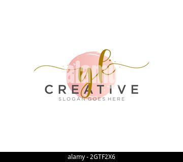 YK Feminine logo beauty monogram and elegant logo design, handwriting logo of initial signature, wedding, fashion, floral and botanical with creative Stock Vector