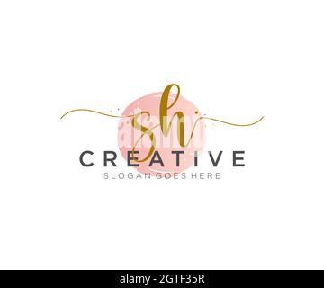 SH Feminine logo beauty monogram and elegant logo design, handwriting logo of initial signature, wedding, fashion, floral and botanical with creative Stock Vector