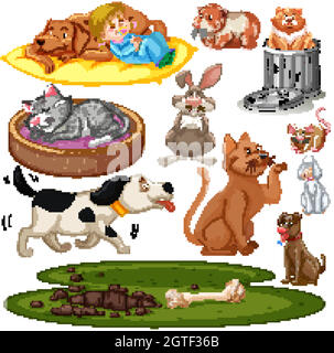 kids with pets cartoon set Stock Vector Image & Art - Alamy