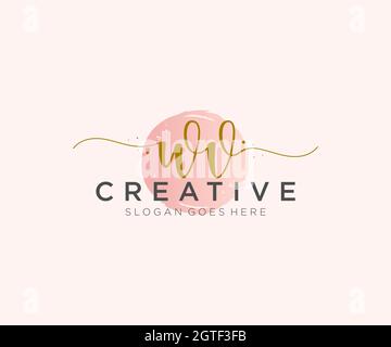 WV Feminine logo beauty monogram and elegant logo design, handwriting logo of initial signature, wedding, fashion, floral and botanical with creative Stock Vector