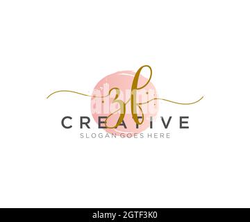 ZF Feminine logo beauty monogram and elegant logo design, handwriting logo of initial signature, wedding, fashion, floral and botanical with creative Stock Vector