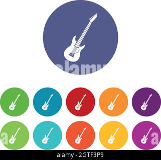 Electric guitar set icons Stock Vector