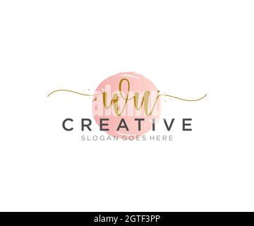 WU Feminine logo beauty monogram and elegant logo design, handwriting logo of initial signature, wedding, fashion, floral and botanical with creative Stock Vector