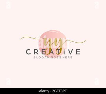 YY Feminine logo beauty monogram and elegant logo design, handwriting logo of initial signature, wedding, fashion, floral and botanical with creative Stock Vector