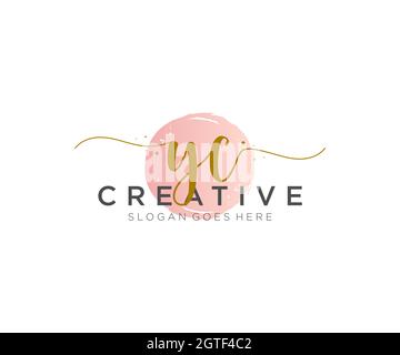 YC Feminine logo beauty monogram and elegant logo design, handwriting logo of initial signature, wedding, fashion, floral and botanical with creative Stock Vector