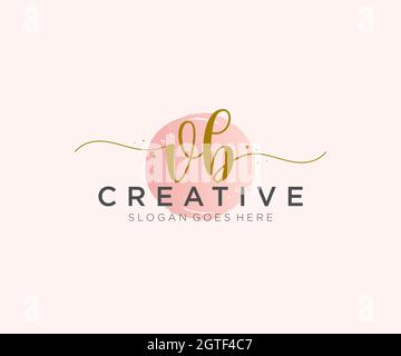 VB Feminine logo beauty monogram and elegant logo design, handwriting logo of initial signature, wedding, fashion, floral and botanical with creative Stock Vector
