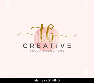 TB Feminine logo beauty monogram and elegant logo design, handwriting logo of initial signature, wedding, fashion, floral and botanical with creative Stock Vector